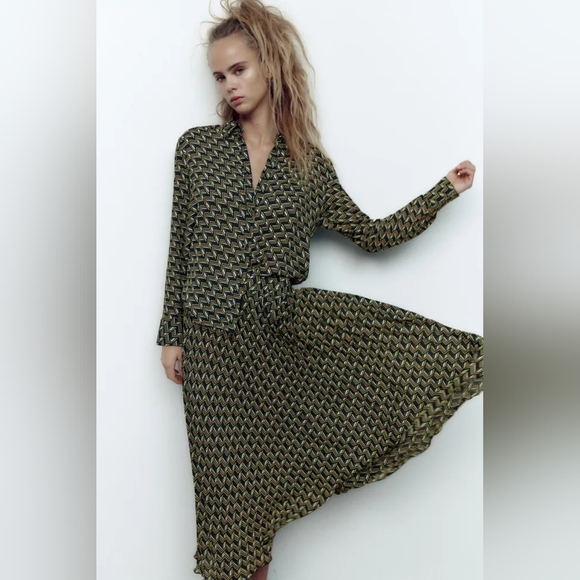 New Zara Geometric Printed Midi Skirt - 2492/051 - Picture 4 of 6